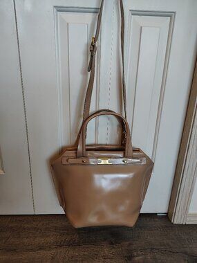 NICOLI Italian-made Glossy Leather Satchel